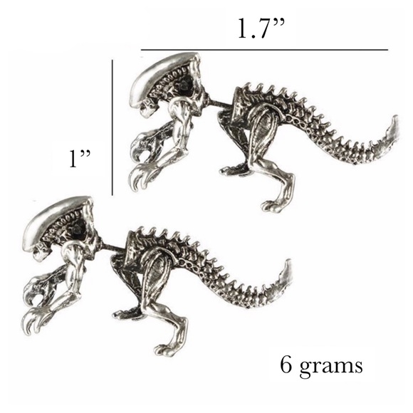 Punk Goth Alien Xenomorph Double Stud Earrings - Picture 16 of 16